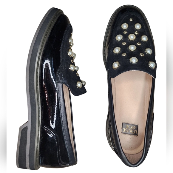 Louise et Cie Shoes - LOUISE ET CIE Womens Edoli Loafer Gold Tone Trim Studded Faux Pearl Shoes Sz 7.5